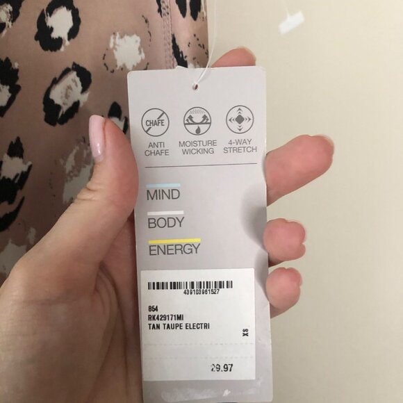 NWT Zella Carmine Animal Print Brown Workout Leggings XS - Picture 7 of 9